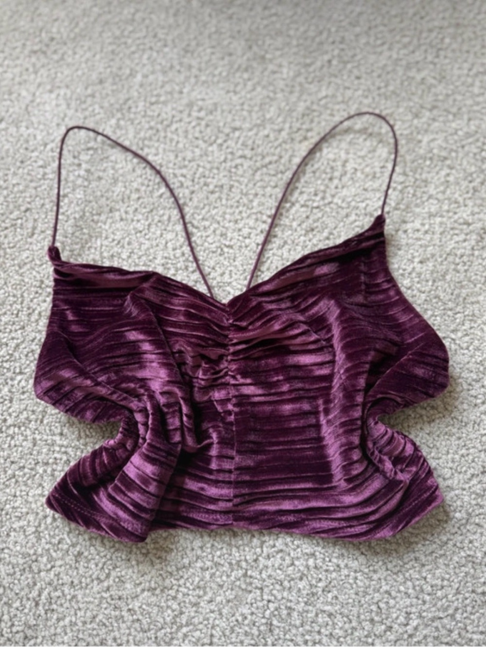 wild fable Plum Velvet Ruched Spaghetti Strap Cami sexy party night out